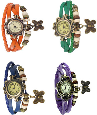 

Kissu Vintage Rakhi Combo of 4 Orange, Blue, Green And Purple Watch - For Women