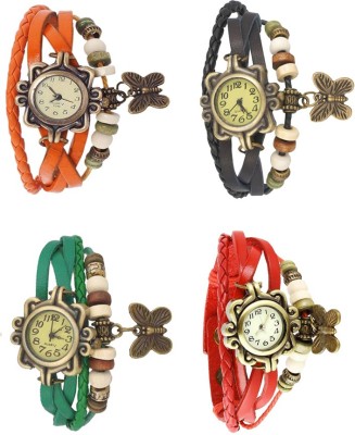 NS18 Vintage Butterfly Rakhi Combo of 4 Orange, Green, Black And Red Analog Watch  - For Women   Watches  (NS18)