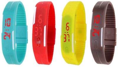 NS18 Silicone Led Magnet Band Combo of 4 Sky Blue, Red, Yellow And Brown Digital Watch  - For Boys & Girls   Watches  (NS18)