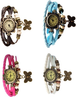 NS18 Vintage Butterfly Rakhi Combo of 4 Brown, Pink, Sky Blue And White Analog Watch  - For Women   Watches  (NS18)