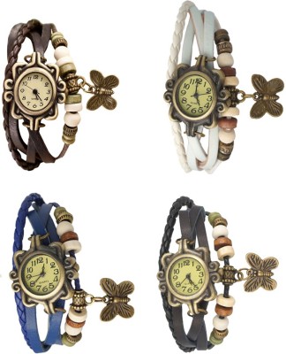 NS18 Vintage Butterfly Rakhi Combo of 4 Brown, Blue, White And Black Analog Watch  - For Women   Watches  (NS18)