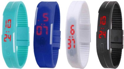 NS18 Silicone Led Magnet Band Combo of 4 Sky Blue, Blue, White And Black Digital Watch  - For Boys & Girls   Watches  (NS18)