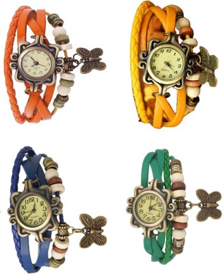 NS18 Vintage Butterfly Rakhi Combo of 4 Orange, Blue, Yellow And Green Analog Watch  - For Women   Watches  (NS18)