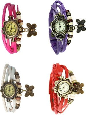 NS18 Vintage Butterfly Rakhi Combo of 4 Pink, White, Purple And Red Analog Watch  - For Women   Watches  (NS18)