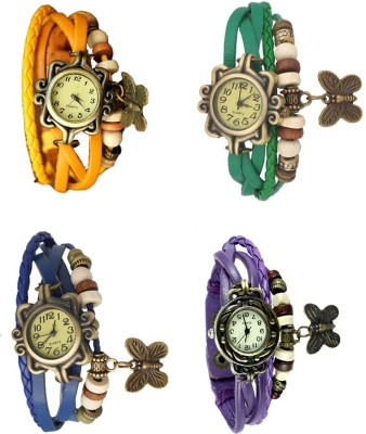 NS18 Vintage Butterfly Rakhi Combo of 4 Yellow, Blue, Green And Purple Analog Watch  - For Women   Watches  (NS18)