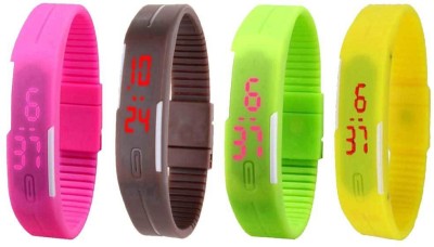 NS18 Silicone Led Magnet Band Combo of 4 Pink, Brown, Green And Yellow Digital Watch  - For Boys & Girls   Watches  (NS18)