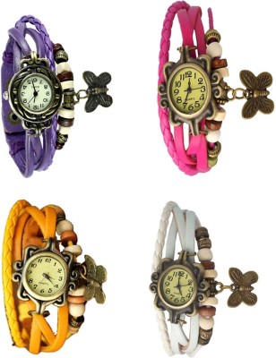 NS18 Vintage Butterfly Rakhi Combo of 4 Purple, Yellow, Pink And White Watch  - For Women   Watches  (NS18)