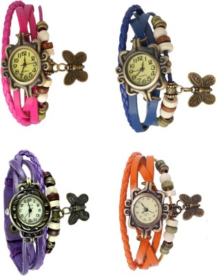 NS18 Vintage Butterfly Rakhi Combo of 4 Pink, Purple, Blue And Orange Analog Watch  - For Women   Watches  (NS18)