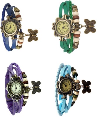 NS18 Vintage Butterfly Rakhi Combo of 4 Blue, Purple, Green And Sky Blue Analog Watch  - For Women   Watches  (NS18)