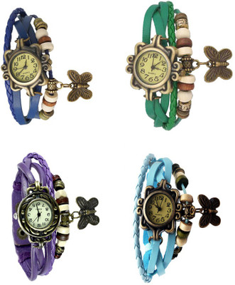 

Kissu Vintage Rakhi Combo of 4 Blue, Purple, Green And Sky Blue Watch - For Women
