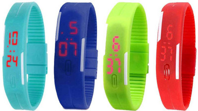 

Kissu Led Magnet Band Combo of 4 Sky Blue, Blue, Green And Red Watch - For Men & Women