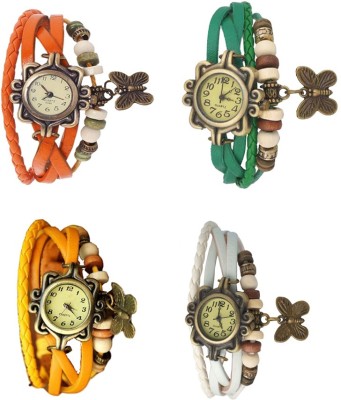 NS18 Vintage Butterfly Rakhi Combo of 4 Orange, Yellow, Green And White Analog Watch  - For Women   Watches  (NS18)