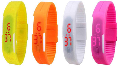 

Kissu Led Magnet Band Combo of 4 Yellow, Orange, White And Pink Watch - For Men & Women