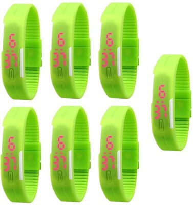 NS18 Silicone Led Magnet Band Combo of 7 Green Digital Watch  - For Boys & Girls   Watches  (NS18)
