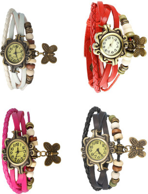 

Kissu Vintage Rakhi Combo of 4 White, Pink, Red And Black Watch - For Women
