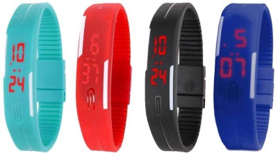 NS18 Silicone Led Magnet Band Combo of 4 Sky Blue, Red, Black And Blue Digital Watch  - For Boys & Girls   Watches  (NS18)