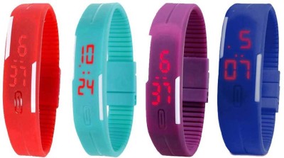 NS18 Silicone Led Magnet Band Combo of 4 Red, Sky Blue, Purple And Blue Digital Watch  - For Boys & Girls   Watches  (NS18)