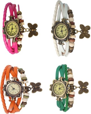 NS18 Vintage Butterfly Rakhi Combo of 4 Pink, Orange, White And Green Analog Watch  - For Women   Watches  (NS18)