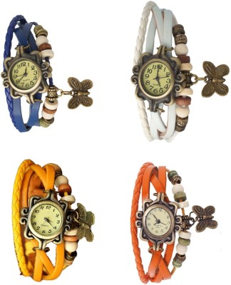 NS18 Vintage Butterfly Rakhi Combo of 4 Blue, Yellow, White And Orange Analog Watch  - For Women   Watches  (NS18)