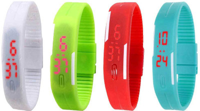 

Kissu Led Magnet Band Combo of 4 White, Green, Red And Sky Blue Watch - For Men & Women