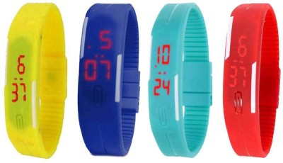 NS18 Silicone Led Magnet Band Watch Combo of 4 Yellow, Blue, Sky Blue And Red Digital Watch  - For Couple   Watches  (NS18)