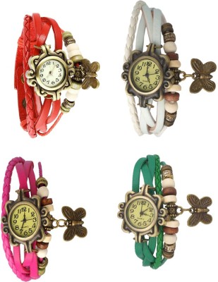 NS18 Vintage Butterfly Rakhi Combo of 4 Red, Pink, White And Green Analog Watch  - For Women   Watches  (NS18)
