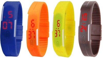 NS18 Silicone Led Magnet Band Combo of 4 Blue, Orange, Yellow And Brown Digital Watch  - For Boys & Girls   Watches  (NS18)