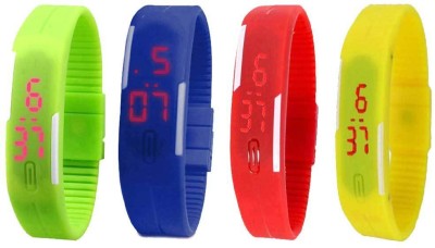 NS18 Silicone Led Magnet Band Combo of 4 Green, Blue, Red And Yellow Digital Watch  - For Boys & Girls   Watches  (NS18)