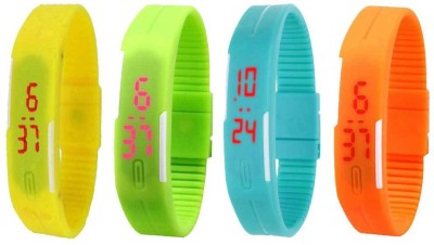 NS18 Silicone Led Magnet Band Combo of 4 Yellow, Green, Sky Blue And Orange Digital Watch  - For Boys & Girls   Watches  (NS18)