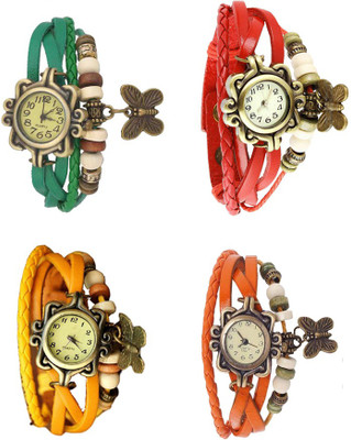 

Kissu Vintage Rakhi Combo of 4 Green, Yellow, Red And Orange Watch - For Women