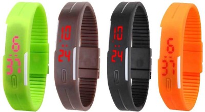 NS18 Silicone Led Magnet Band Combo of 4 Green, Brown, Black And Orange Digital Watch  - For Boys & Girls   Watches  (NS18)