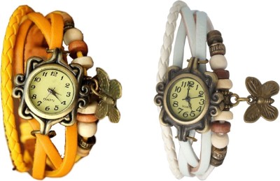 NS18 Vintage Butterfly Rakhi Watch Combo of 2 Yellow And White Analog Watch  - For Women   Watches  (NS18)