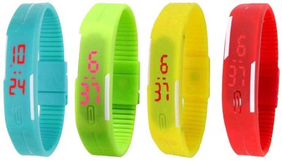 NS18 Silicone Led Magnet Band Watch Combo of 4 Sky Blue, Green, Yellow And Red Digital Watch  - For Couple   Watches  (NS18)