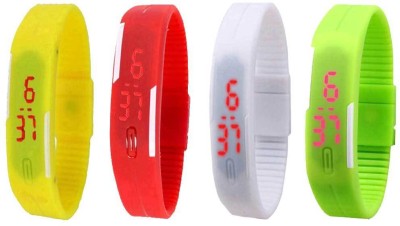 NS18 Silicone Led Magnet Band Combo of 4 Yellow, Red, White And Green Digital Watch  - For Boys & Girls   Watches  (NS18)