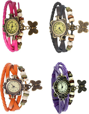 

Kissu Vintage Rakhi Combo of 4 Pink, Orange, Black And Purple Watch - For Women
