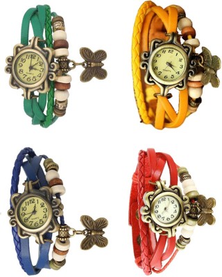 NS18 Vintage Butterfly Rakhi Combo of 4 Green, Blue, Yellow And Red Analog Watch  - For Women   Watches  (NS18)