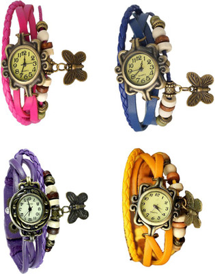 

Kissu Vintage Rakhi Combo of 4 Pink, Purple, Blue And Yellow Watch - For Women