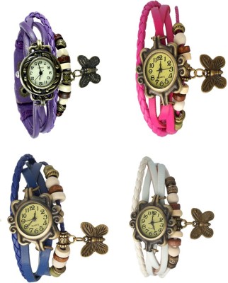 NS18 Vintage Butterfly Rakhi Combo of 4 Purple, Blue, Pink And White Analog Watch  - For Women   Watches  (NS18)