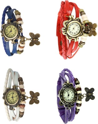 NS18 Vintage Butterfly Rakhi Combo of 4 Blue, White, Red And Purple Analog Watch  - For Women   Watches  (NS18)