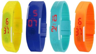 NS18 Silicone Led Magnet Band Combo of 4 Yellow, Blue, Sky Blue And Orange Digital Watch  - For Boys & Girls   Watches  (NS18)