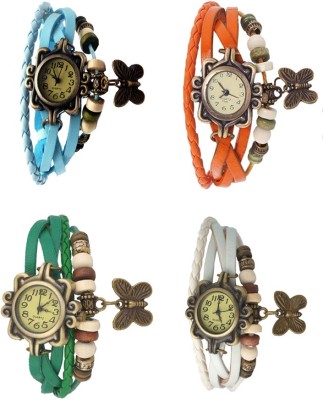 NS18 Vintage Butterfly Rakhi Combo of 4 Sky Blue, Green, Orange And White Analog Watch  - For Women   Watches  (NS18)