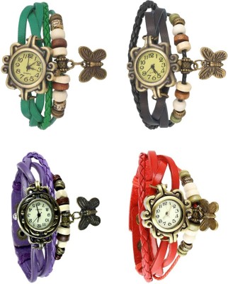 NS18 Vintage Butterfly Rakhi Combo of 4 Green, Purple, Black And Red Analog Watch  - For Women   Watches  (NS18)