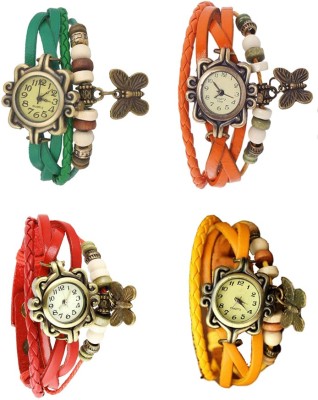 NS18 Vintage Butterfly Rakhi Combo of 4 Green, Red, Orange And Yellow Analog Watch  - For Women   Watches  (NS18)