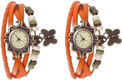 

Kissu Vintage Rakhi Watch Combo of 2 Orange And Orange Watch - For Women