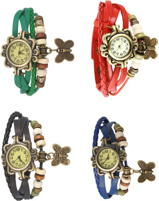 

Kissu Vintage Rakhi Combo of 4 Green, Black, Red And Blue Watch - For Women