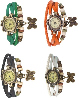 NS18 Vintage Butterfly Rakhi Combo of 4 Green, Black, Orange And White Analog Watch  - For Women   Watches  (NS18)