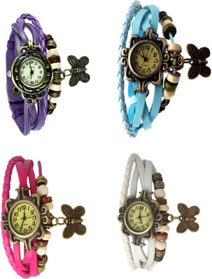 

Kissu Vintage Rakhi Combo of 4 Purple, Pink, Sky Blue And White Watch - For Women
