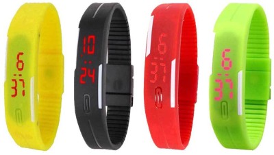 NS18 Silicone Led Magnet Band Combo of 4 Yellow, Black, Red And Green Digital Watch  - For Boys & Girls   Watches  (NS18)