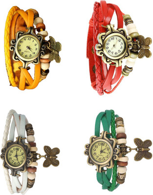 

Kissu Vintage Rakhi Combo of 4 Yellow, White, Red And Green Watch - For Women