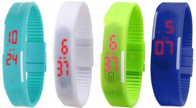 NS18 Silicone Led Magnet Band Combo of 4 Sky Blue, White, Green And Blue Digital Watch  - For Boys & Girls   Watches  (NS18)